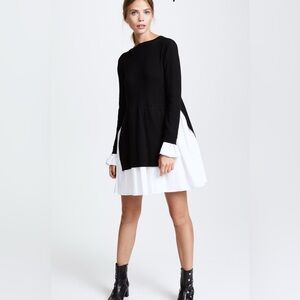 English Factory Layered Contrast Knit & Poplin Dress – NWT size M